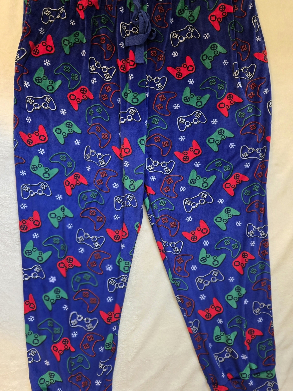 George Blue Men's Jogger Pajama Pants with Red & Green Game Controller Print